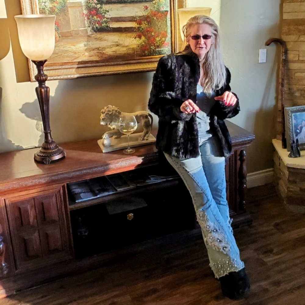 Black Striped Rabbit Fur Jacket - Picture 11 of 17